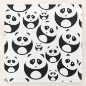 Kawaii Black en White Panda Pattern Glazen Onderzetter (Voorkant)