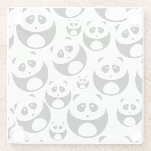 Kawaii Black en White Panda Pattern Glazen Onderzetter (Achterkant)