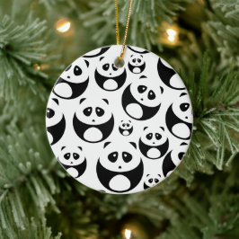Kawaii Black en White Panda Pattern Keramisch Ornament