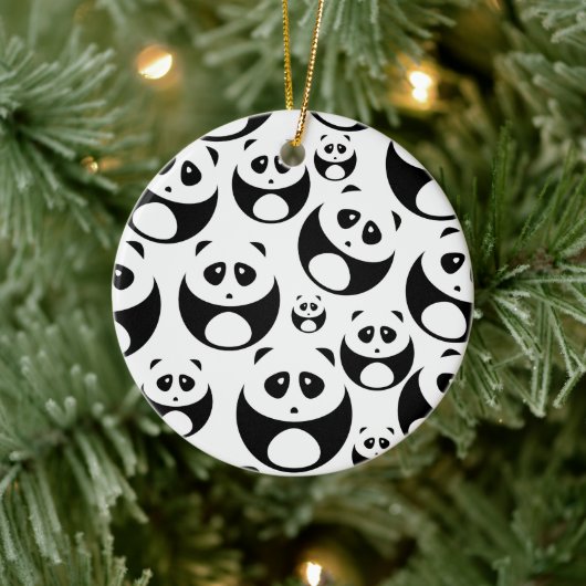 Kawaii Black en White Panda Pattern Keramisch Ornament (Boom)