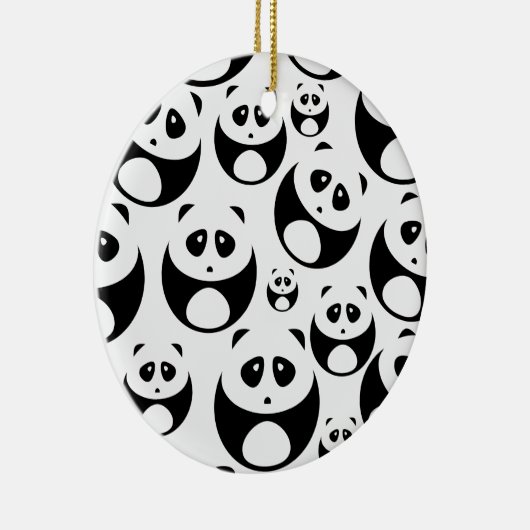 Kawaii Black en White Panda Pattern Keramisch Ornament (Rechts)