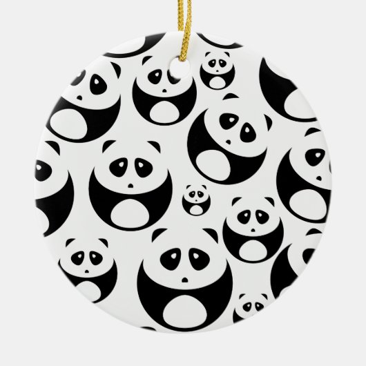 Kawaii Black en White Panda Pattern Keramisch Ornament (Voorkant)