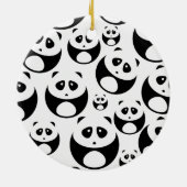 Kawaii Black en White Panda Pattern Keramisch Ornament (Achterkant)