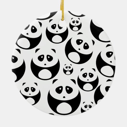 Kawaii Black en White Panda Pattern Keramisch Ornament (Achterkant)