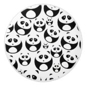 Kawaii Black en White Panda Pattern Keramische Knop (Voorkant)