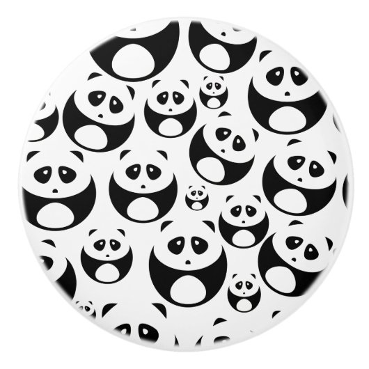 Kawaii Black en White Panda Pattern Keramische Knop (Voorkant)