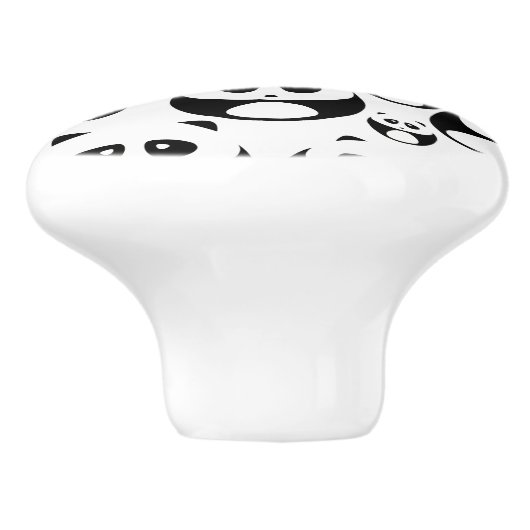 Kawaii Black en White Panda Pattern Keramische Knop (Zijkant)