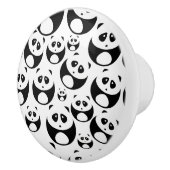 Kawaii Black en White Panda Pattern Keramische Knop (Rechts)