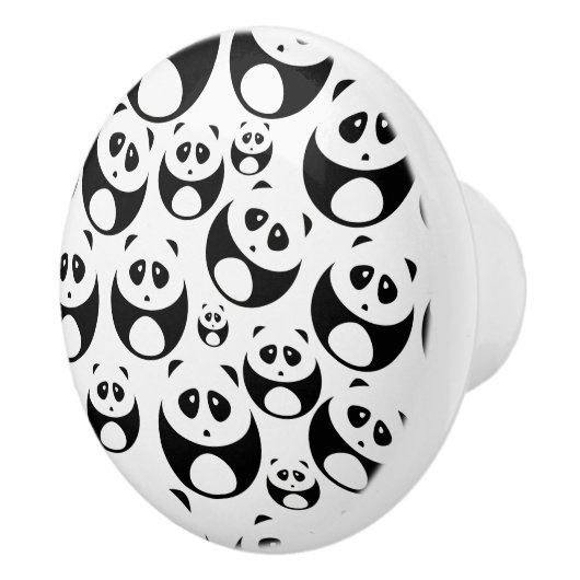 Kawaii Black en White Panda Pattern Keramische Knop (Rechts)