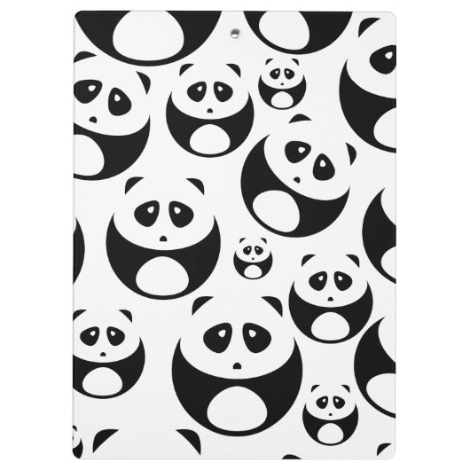 Kawaii Black en White Panda Pattern Klembord (Achterkant)