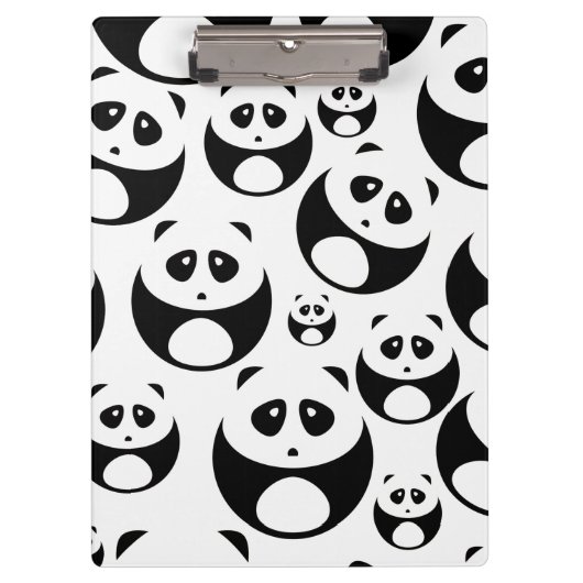 Kawaii Black en White Panda Pattern Klembord (Voorkant)