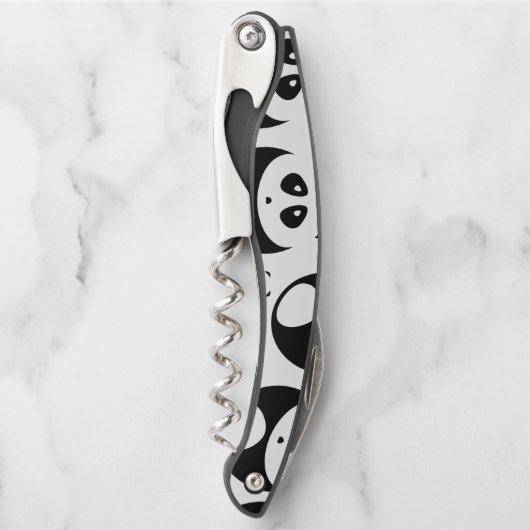 Kawaii Black en White Panda Pattern Kurkentrekker (Voorkant)