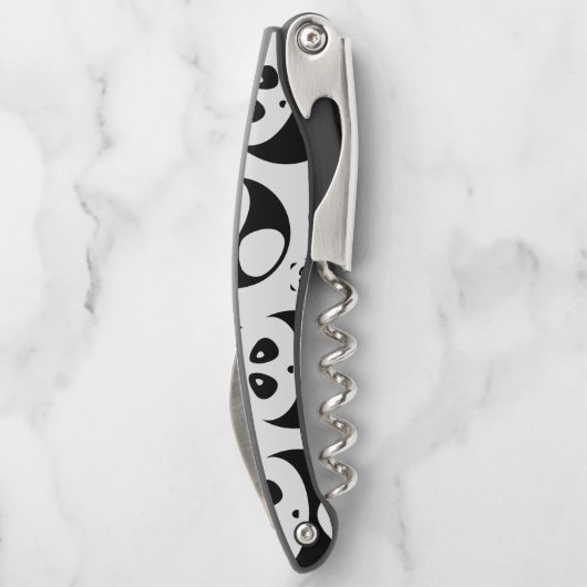 Kawaii Black en White Panda Pattern Kurkentrekker (Achterkant)