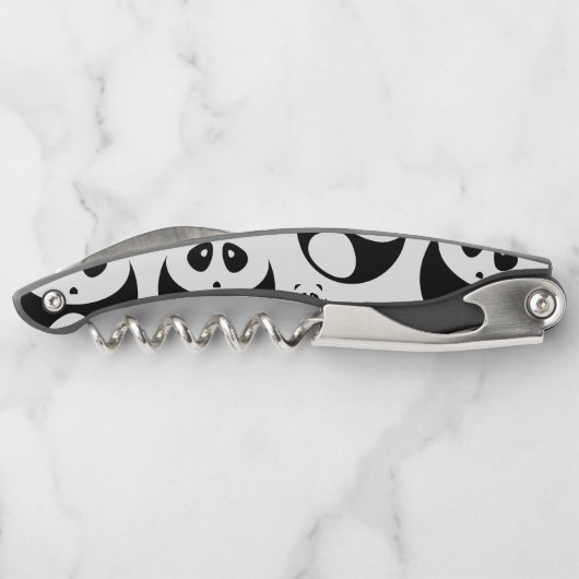 Kawaii Black en White Panda Pattern Kurkentrekker (Achterkant)