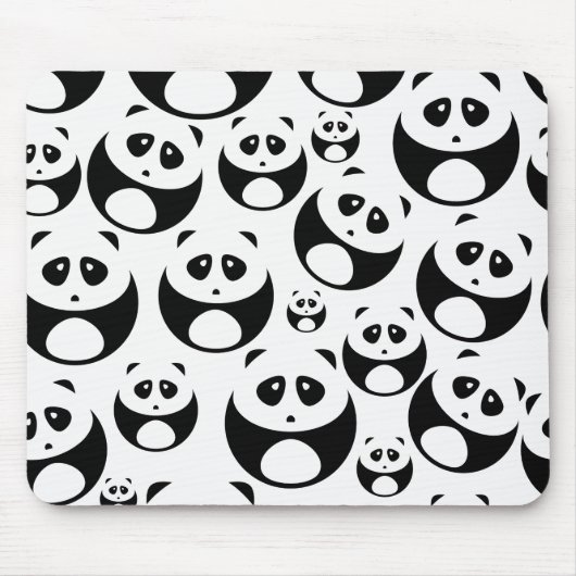 Kawaii Black en White Panda Pattern Muismat (Voorkant)