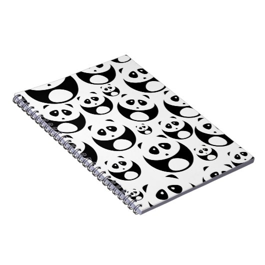 Kawaii Black en White Panda Pattern Notitieboek (Rechterzijde)