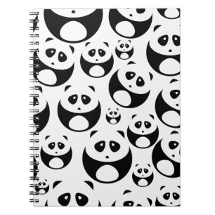 Kawaii Black en White Panda Pattern Notitieboek