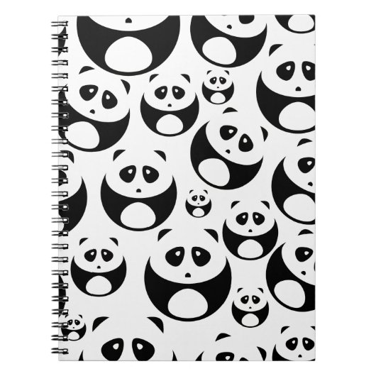 Kawaii Black en White Panda Pattern Notitieboek (Voorkant)