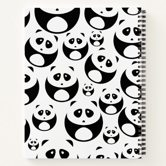 Kawaii Black en White Panda Pattern Notitieboek (Achterkant)
