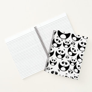Kawaii Black en White Panda Pattern Notitieboek