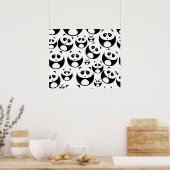 Kawaii Black en White Panda Pattern Poster (Keuken)