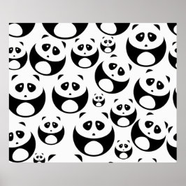 Kawaii Black en White Panda Pattern Poster