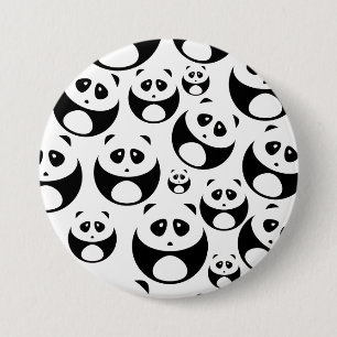 Kawaii Black en White Panda Pattern Ronde Button 7,6 Cm