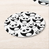 Kawaii Black en White Panda Pattern Ronde Kartonnen Onderzetter (Gebogen)