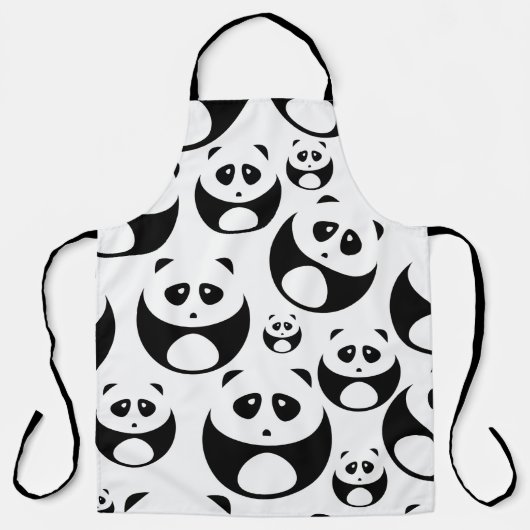 Kawaii Black en White Panda Pattern Schort (Voorkant)