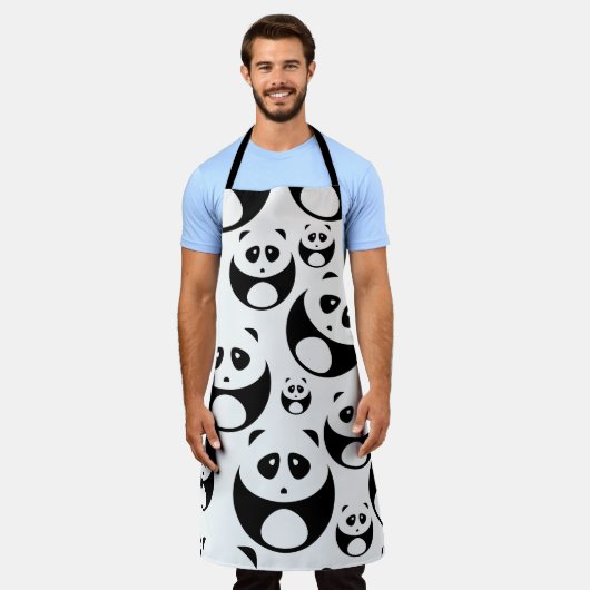 Kawaii Black en White Panda Pattern Schort (Gedragen)