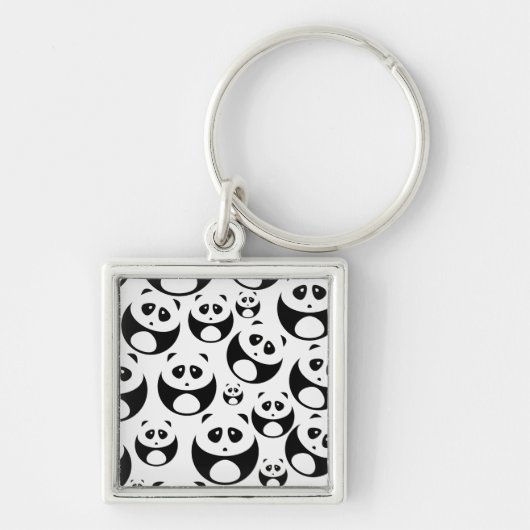 Kawaii Black en White Panda Pattern Sleutelhanger (Voorkant)