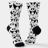 Kawaii Black en White Panda Pattern Sokken (Gebogen)