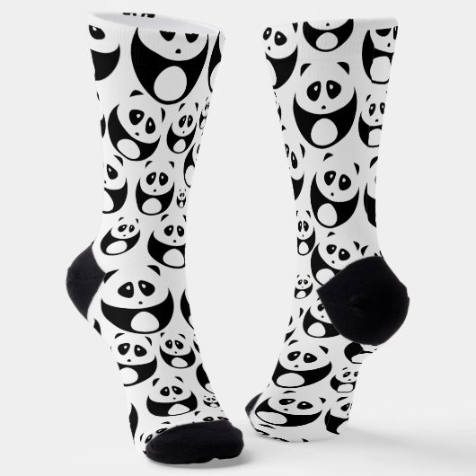 Kawaii Black en White Panda Pattern Sokken (Gebogen)