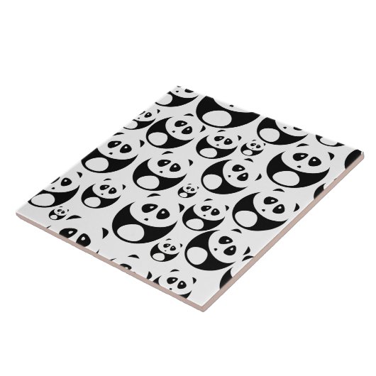 Kawaii Black en White Panda Pattern Tegeltje (Zijkant)