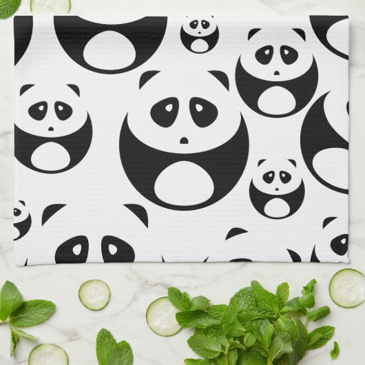 Kawaii Black en White Panda Pattern Theedoek (Gevouwen)