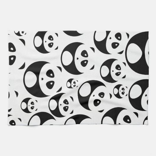Kawaii Black en White Panda Pattern Theedoek (Horizontaal)