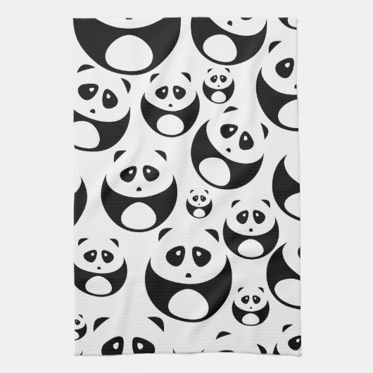 Kawaii Black en White Panda Pattern Theedoek (Verticaal)