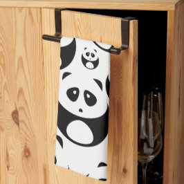 Kawaii Black en White Panda Pattern Theedoek