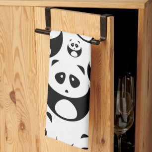 Kawaii Black en White Panda Pattern Theedoek