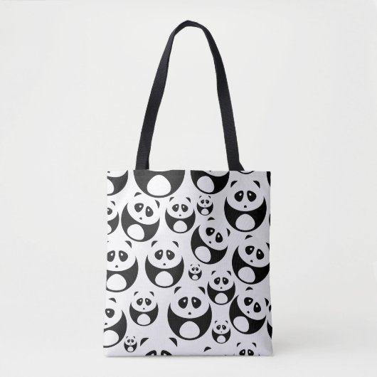 Kawaii Black en White Panda Pattern Tote Bag (Voorkant)