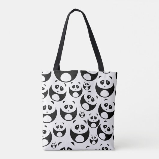 Kawaii Black en White Panda Pattern Tote Bag (Achterkant)