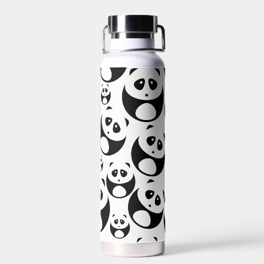 Kawaii Black en White Panda Pattern Waterfles (Achterkant)