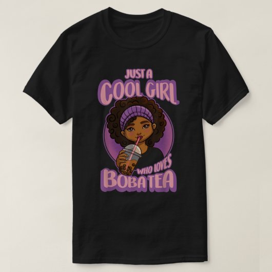 Kawaii Black Girl Anime Boba Tea T-shirt (Design voorkant)
