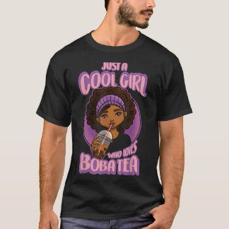 Kawaii Black Girl Anime Boba Tea T-shirt