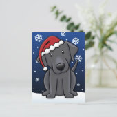 Kawaii Black Lab Kerst Briefkaart (Staand voorkant)
