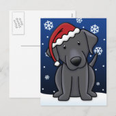 Kawaii Black Lab Kerst Briefkaart (Voorkant / Achterkant)