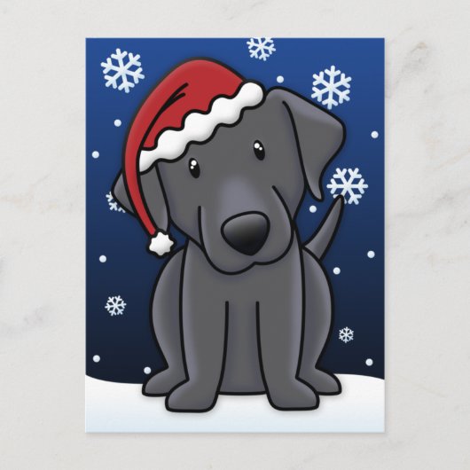 Kawaii Black Lab Kerst Briefkaart (Voorkant)