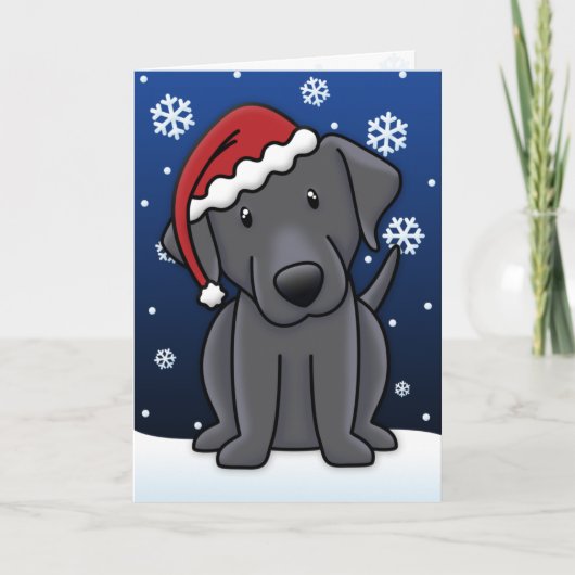 Kawaii Black Lab-kerstkaart Feestdagen Kaart (Voorkant)