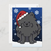 Kawaii Black Pomeranian Christmas Feestdagenkaart (Voorkant / Achterkant)