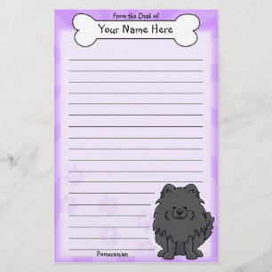 Kawaii Black Pomeranian Stationery Briefpapier